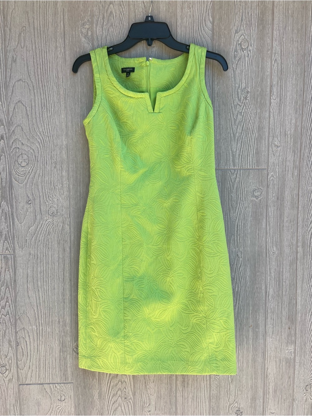 Talbots Petite Lime Green Jacquard Sheath Dress Women’s 6P Sleeveless